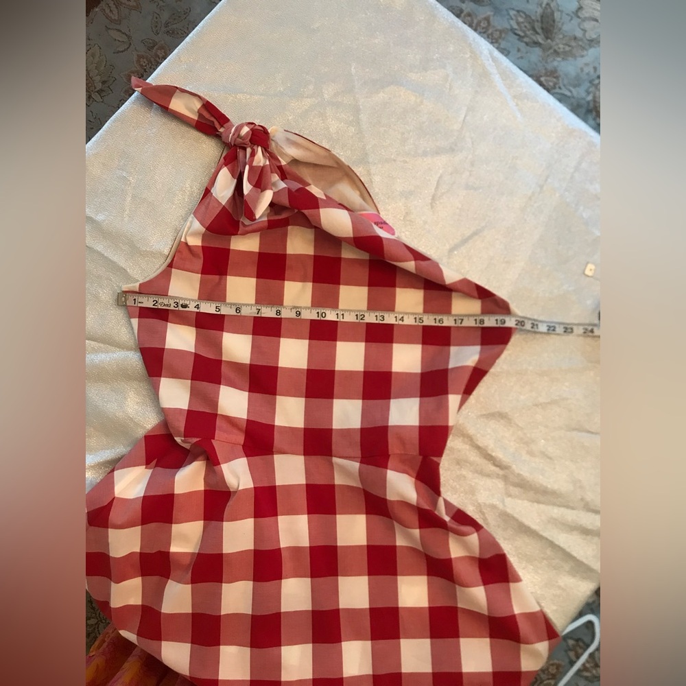 Kate Spade New York NWT Red and White Gingham Lava Falls Midi Dress Sz 14 - Picture 13 of 15